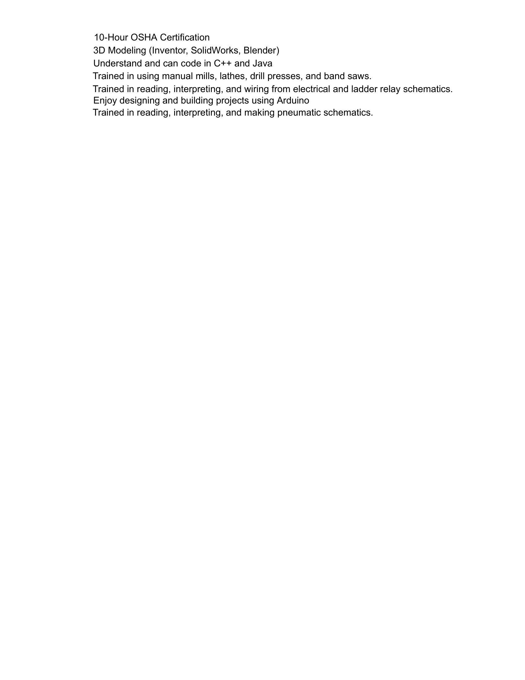 Resume page 2